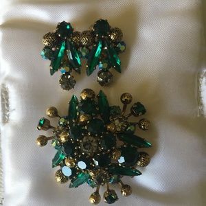Vintage Brooch and Clip Earrings